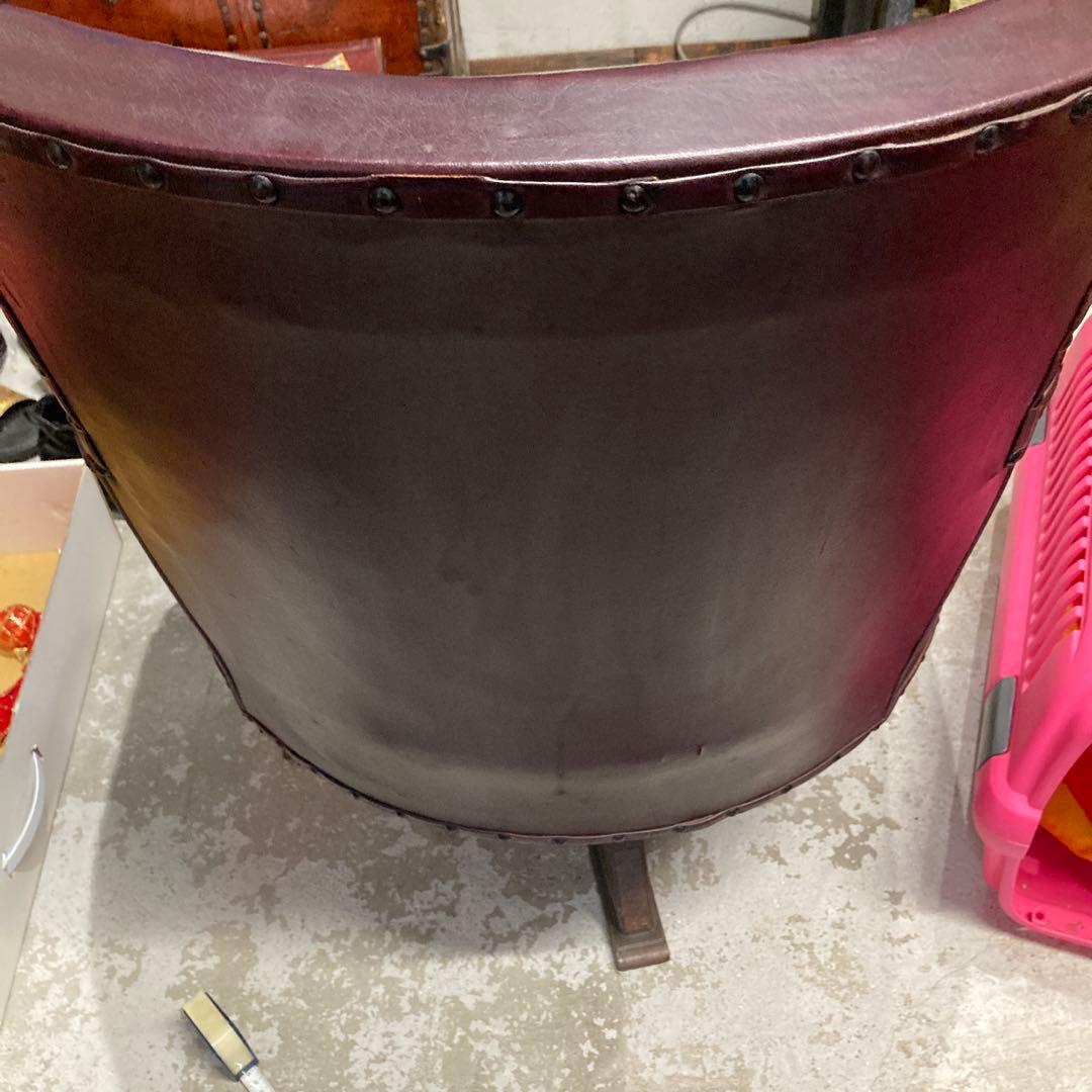 ⭐️アンティークレザー　スタッズ　バーガンディ レザー 1人掛け アームチェア