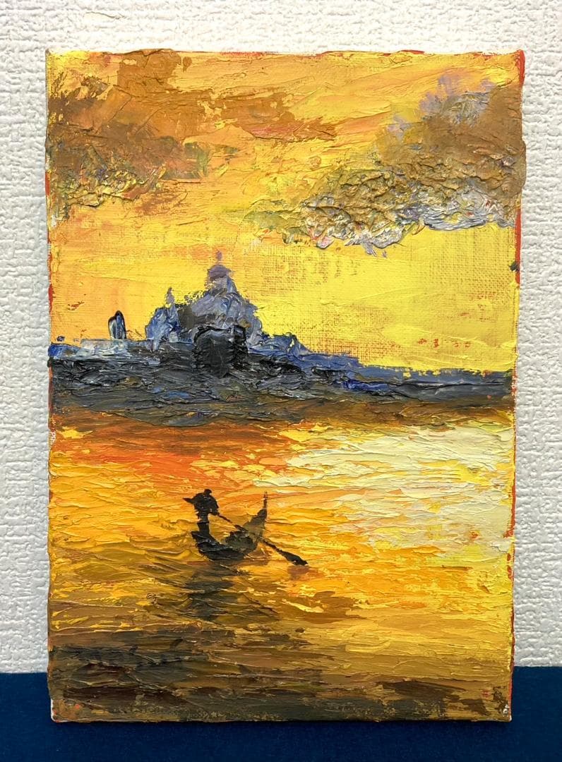 安井曾太郎／文化勲章受章「夕日に海」油彩 額装 絵画