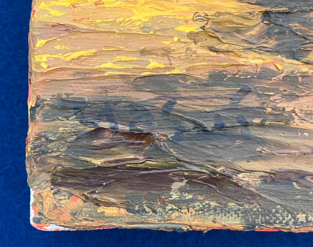 安井曾太郎／文化勲章受章「夕日に海」油彩 額装 絵画