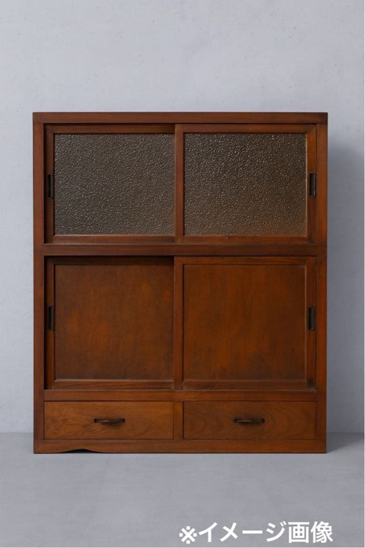 当時物　食器棚 ダイヤガラス　昭和レトロ　水屋箪笥　約87×43×h107cm