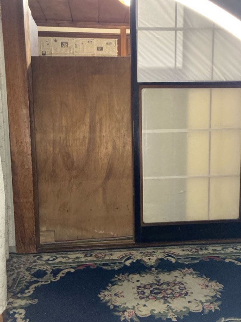 当時物　食器棚 ダイヤガラス　昭和レトロ　水屋箪笥　約87×43×h107cm