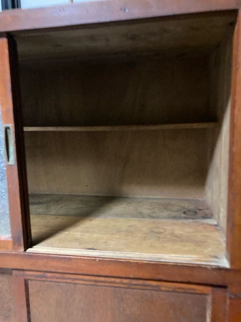 当時物　食器棚 ダイヤガラス　昭和レトロ　水屋箪笥　約87×43×h107cm