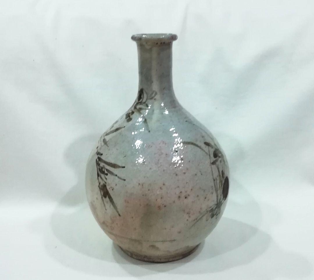 古いレトロな唐津系 \"黒牟田鉄絵草花文徳利