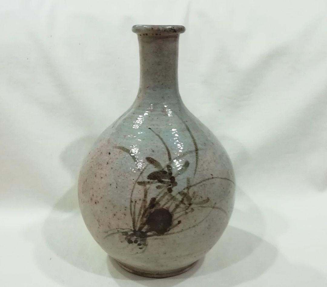 古いレトロな唐津系 \"黒牟田鉄絵草花文徳利