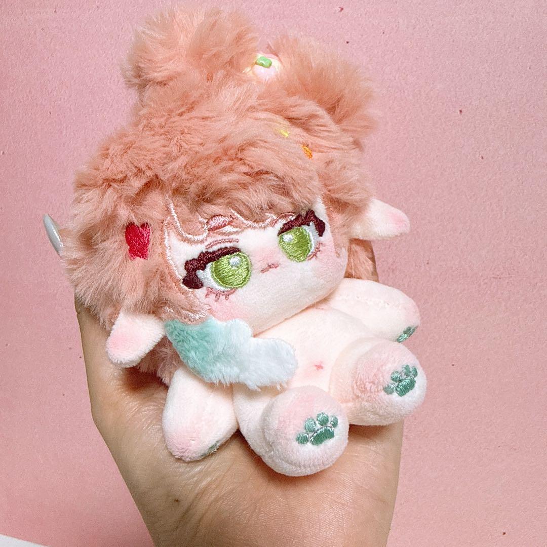 無属性　自作ぬいぐるみ　オレンジピンクリボンのエルフ女の子　骨付き