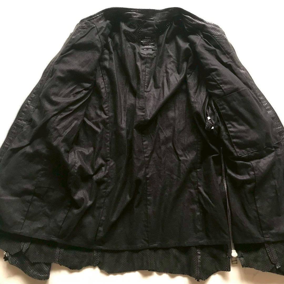 美品/Lサイズ✨bajra バジュラ ラムレザージャケット パンチング加工 黒
