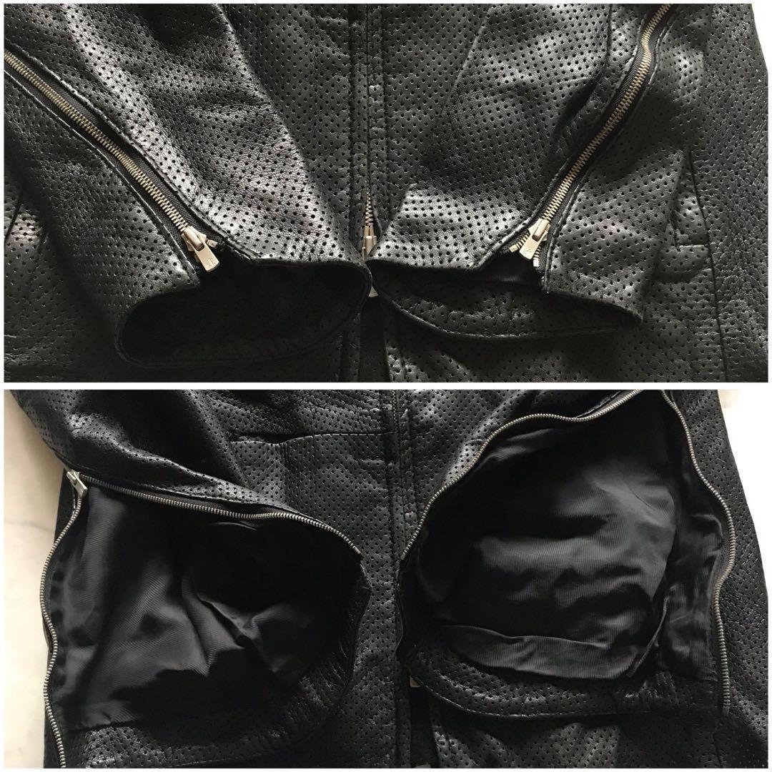 美品/Lサイズ✨bajra バジュラ ラムレザージャケット パンチング加工 黒