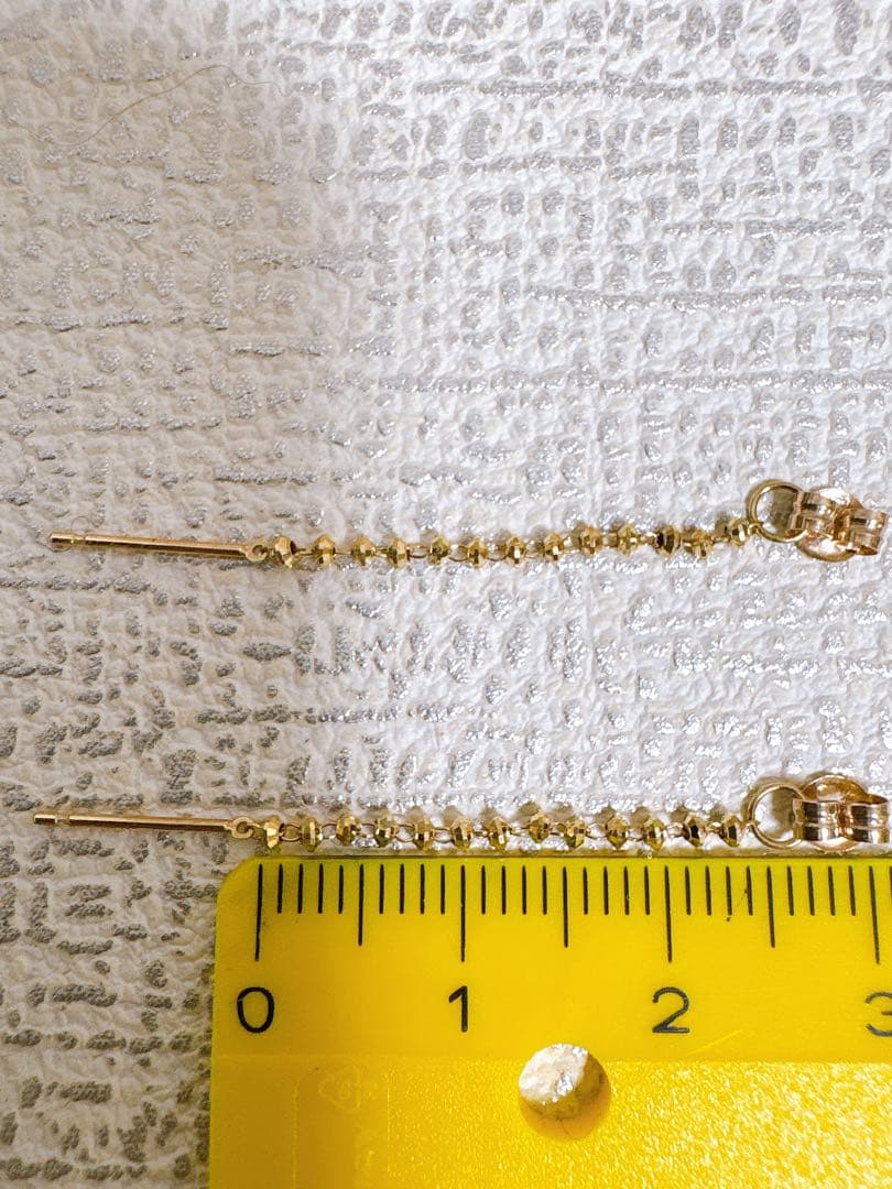 極美品✨【COCOSHNIK 】ミラーボールカットチェーンピアスK10