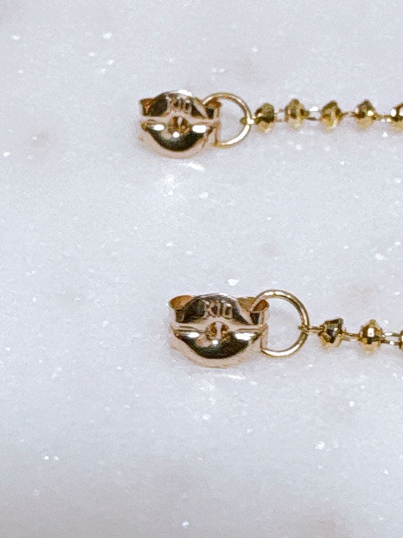 極美品✨【COCOSHNIK 】ミラーボールカットチェーンピアスK10