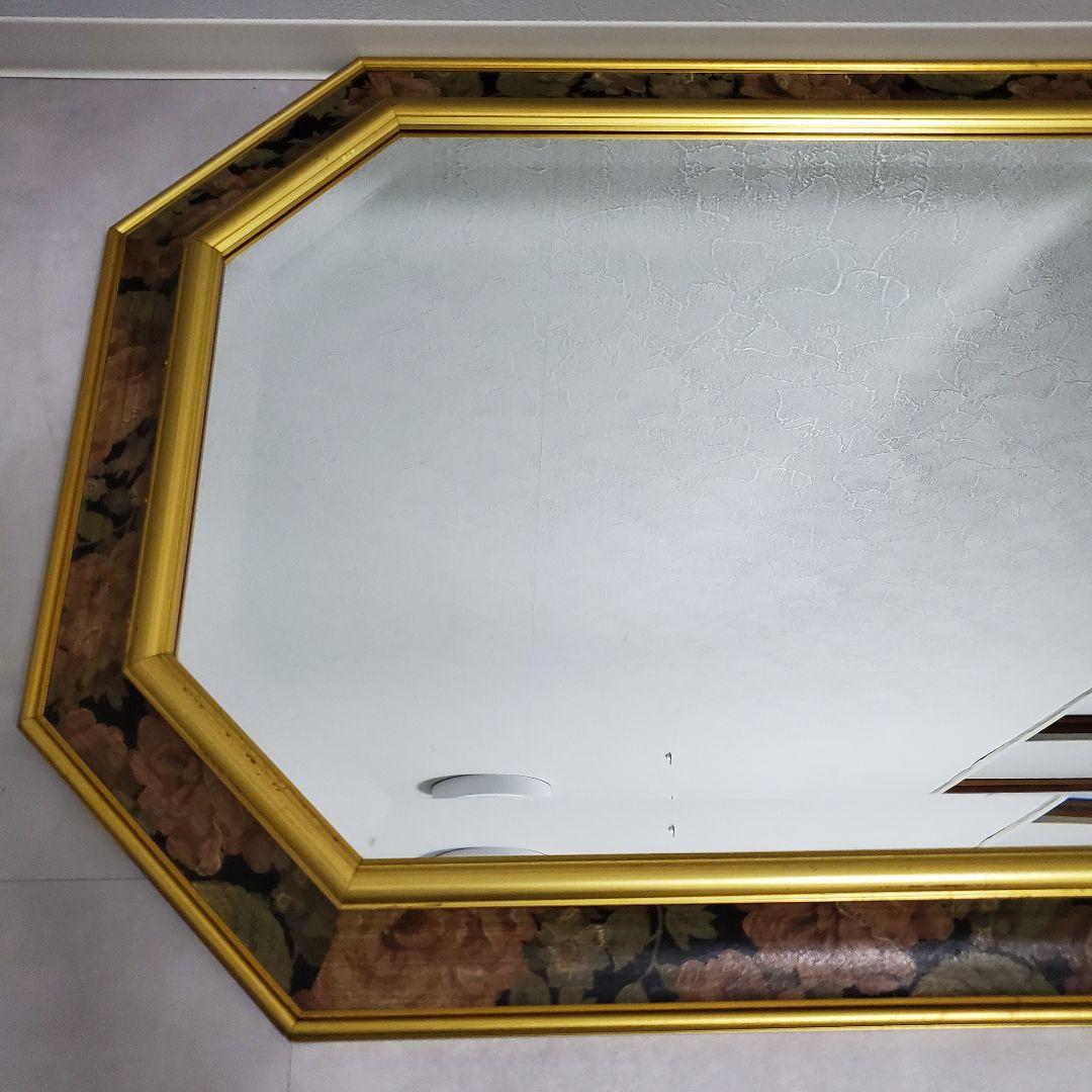 【イタリア製】ウォールミラー　鏡 アンティーク 壁掛 花柄　ヴィンテージ　レトロ