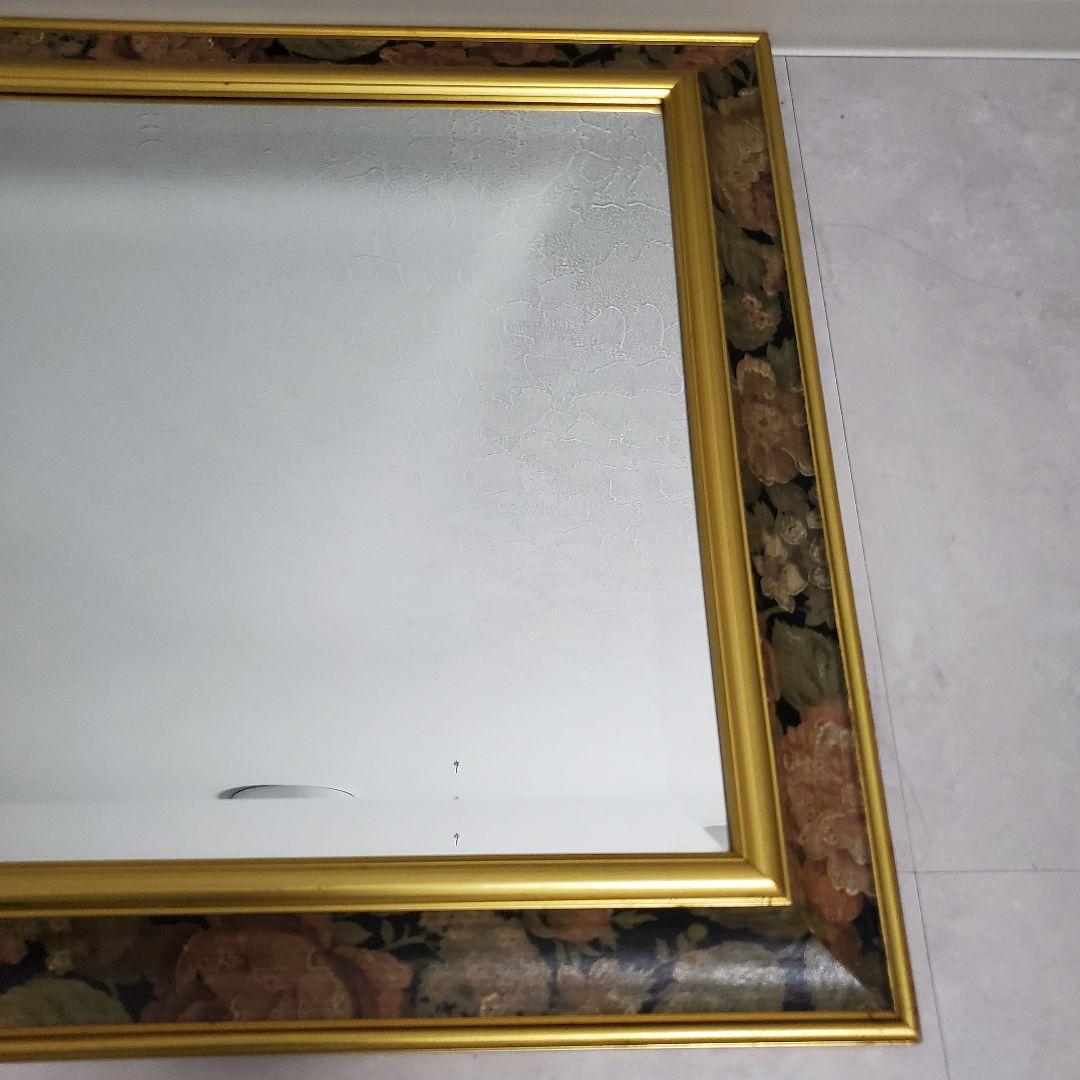 【イタリア製】ウォールミラー　鏡 アンティーク 壁掛 花柄　ヴィンテージ　レトロ