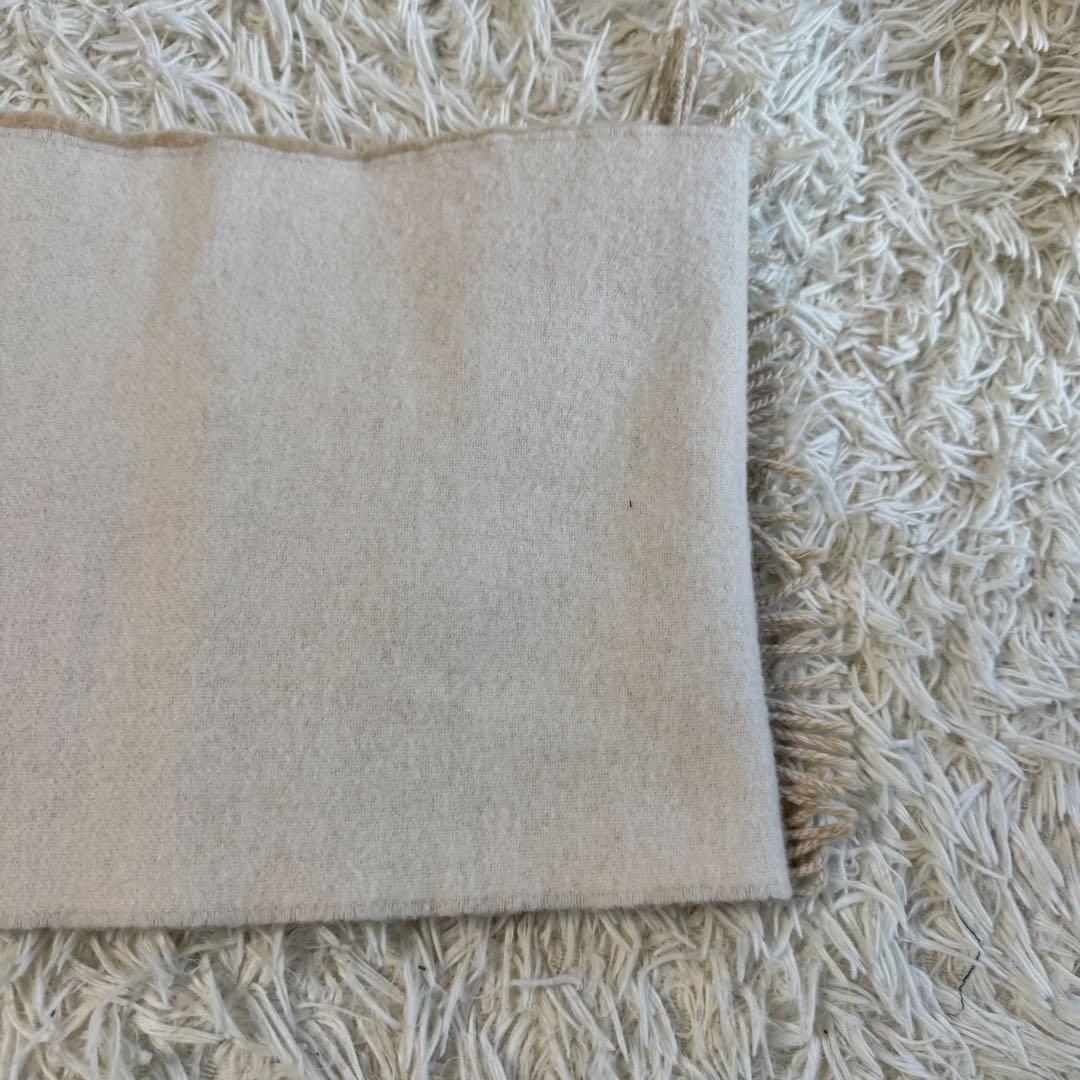 ロエベ　バイカラー　マフラー　カシミヤ　ウール　アナグラム　アイボリー