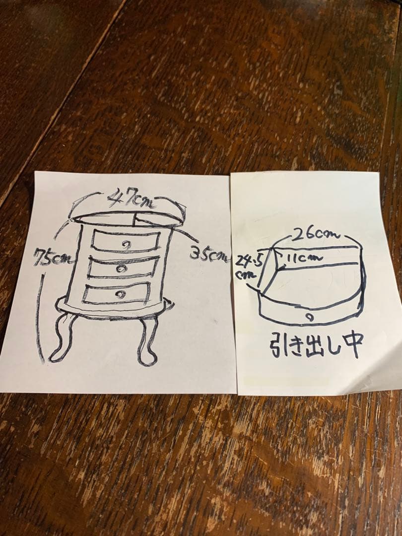 アンティークトールペイントチェスト猫脚花柄ペイント ロココ調サイドテーブル