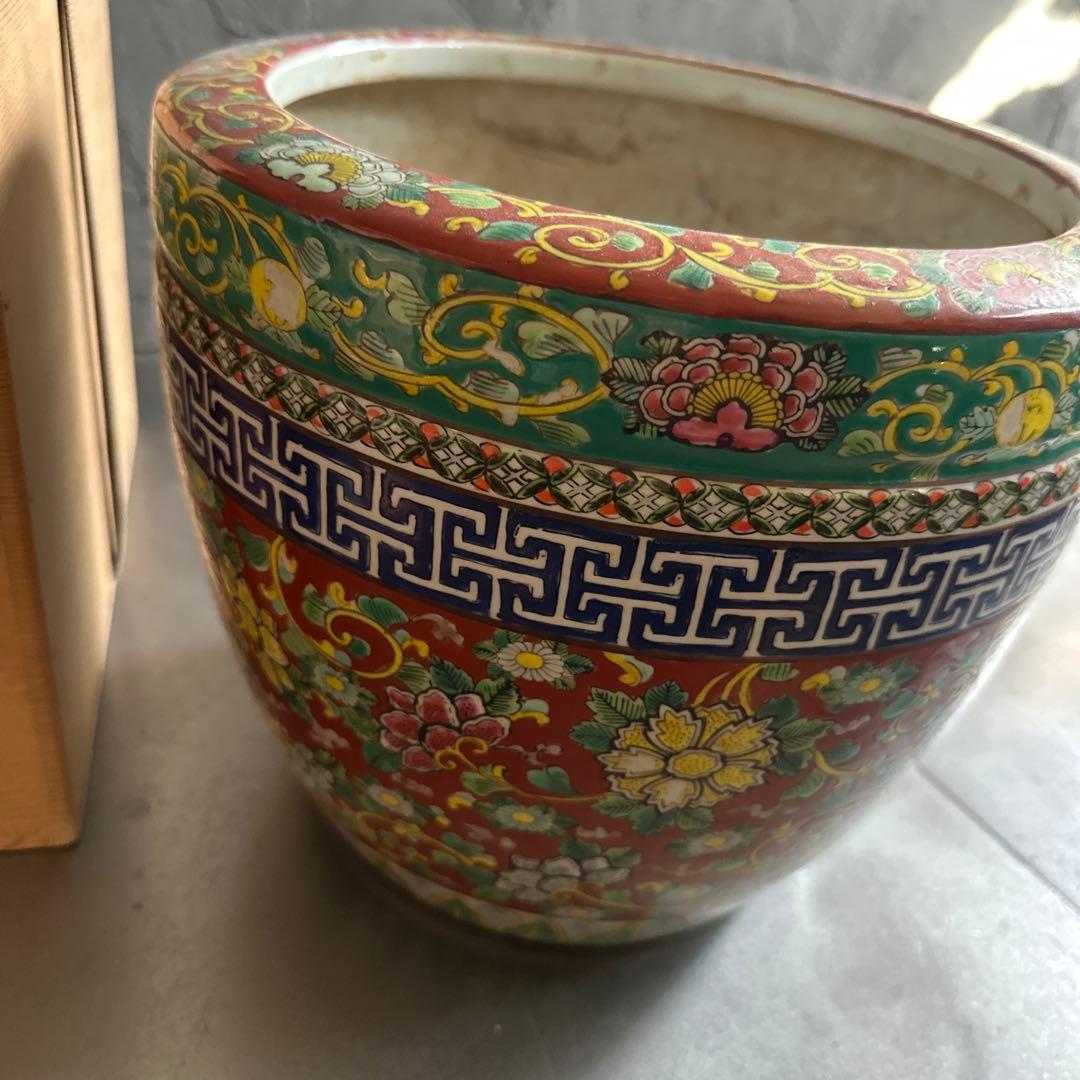 瞬間お値下げ‼️十錦手色絵伊万里　火鉢メダカ飼い観葉植物鉢カバー