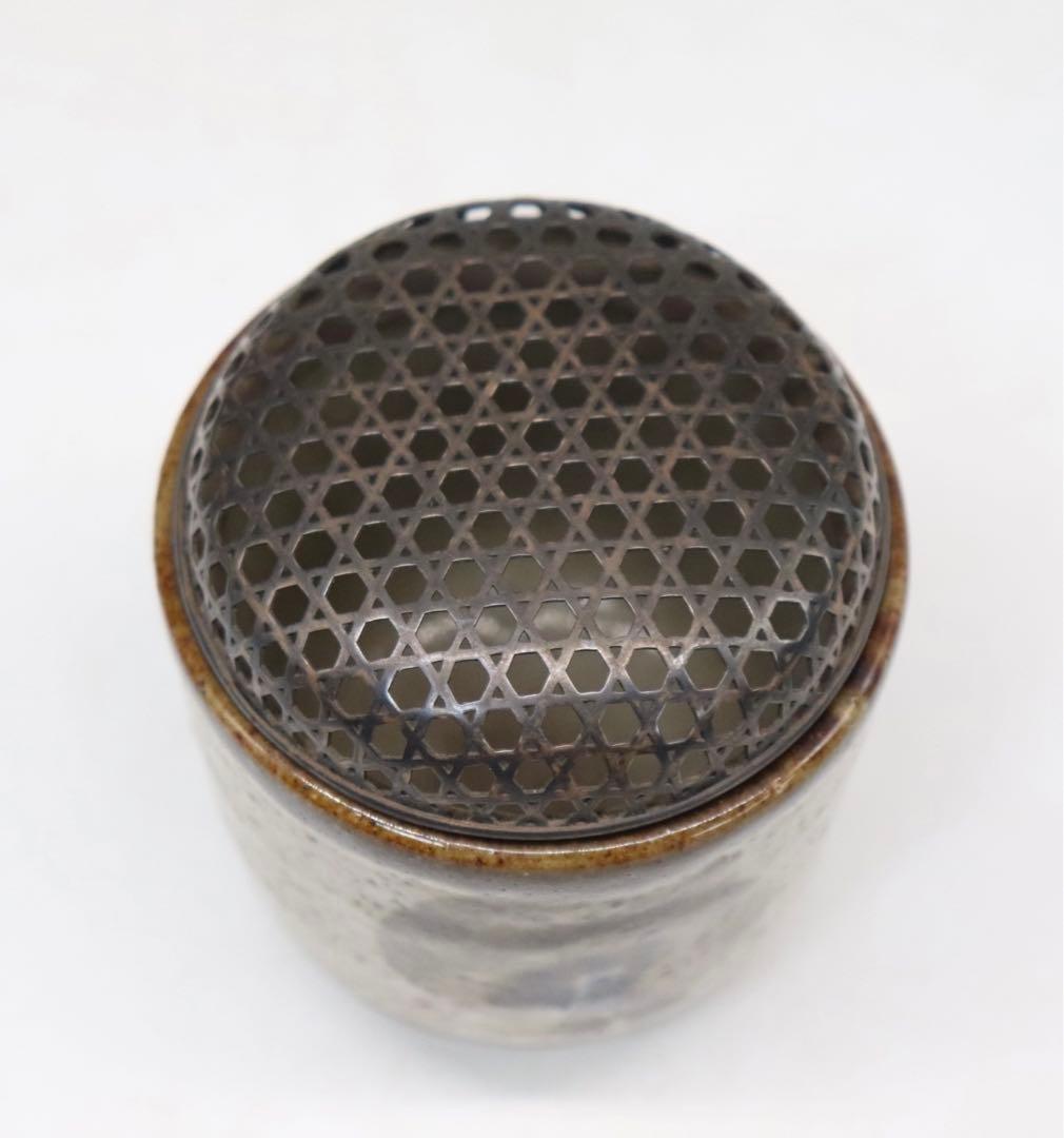 益子焼　香炉　銀ぼや　木箱入　送料込み1025