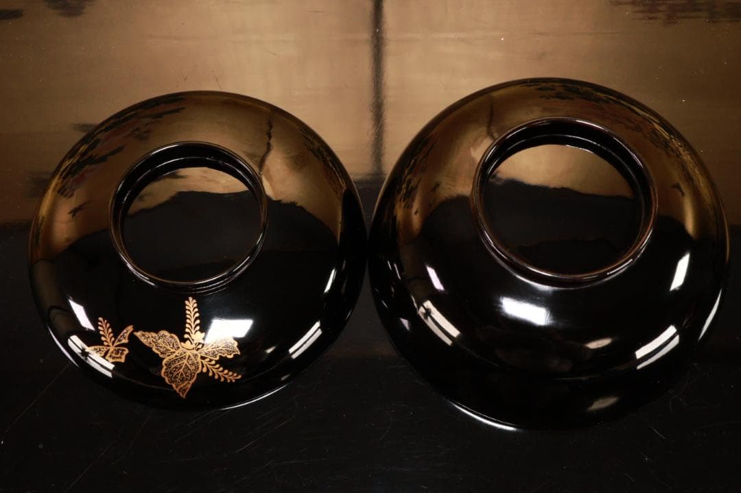 BJ133　時代輪島　加賀蒔絵　鶏図　吸物椀　一客　木製　茶道具 懐石 会席