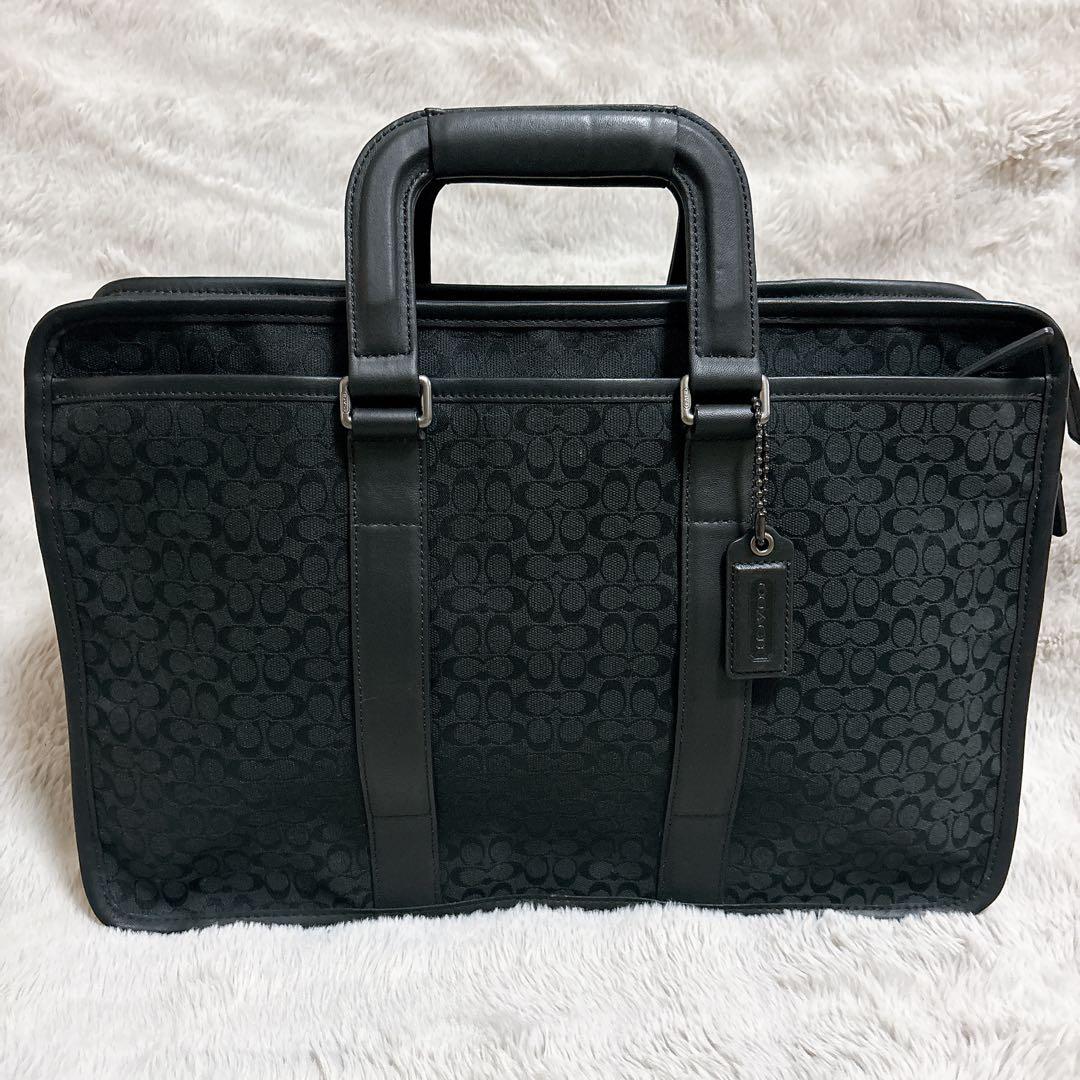 【美品】Couch ビジネスバッグ ブリーフケース キャンバス シグネチャー 黒
