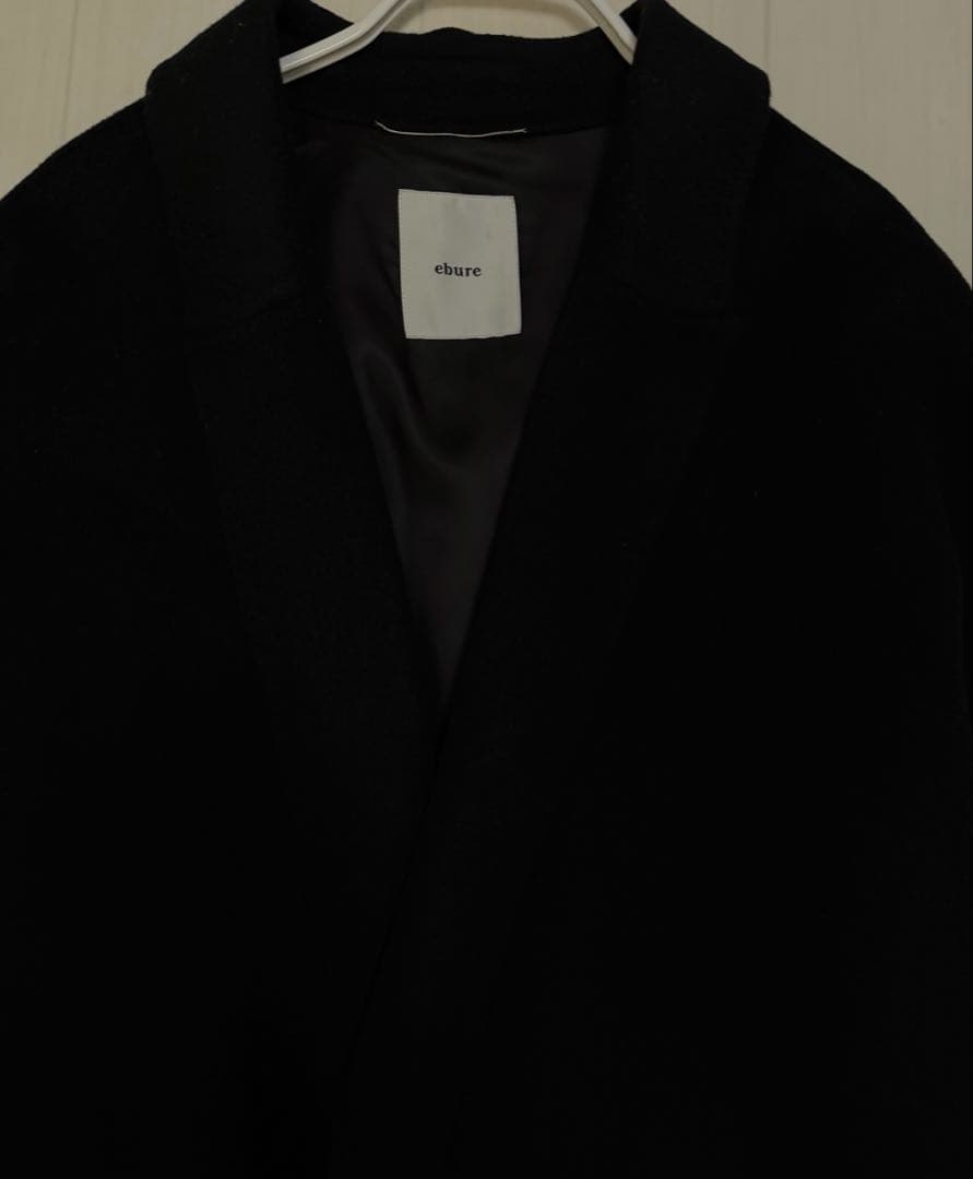 美品 ebure リュクスビーバー ボタンレス ロングチェスター ガウンコート