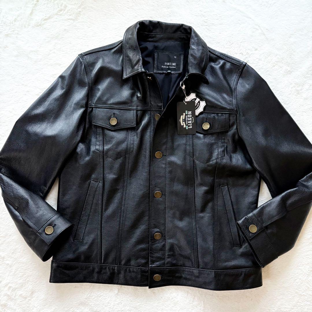 新品未使用タグ付き　FORTIME レザージャケット　本革　牛革　3XL 4L