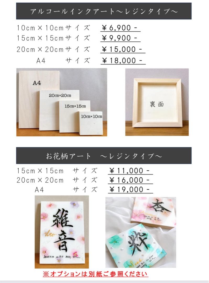 はらちゃんページ アルコールインクアート命名書