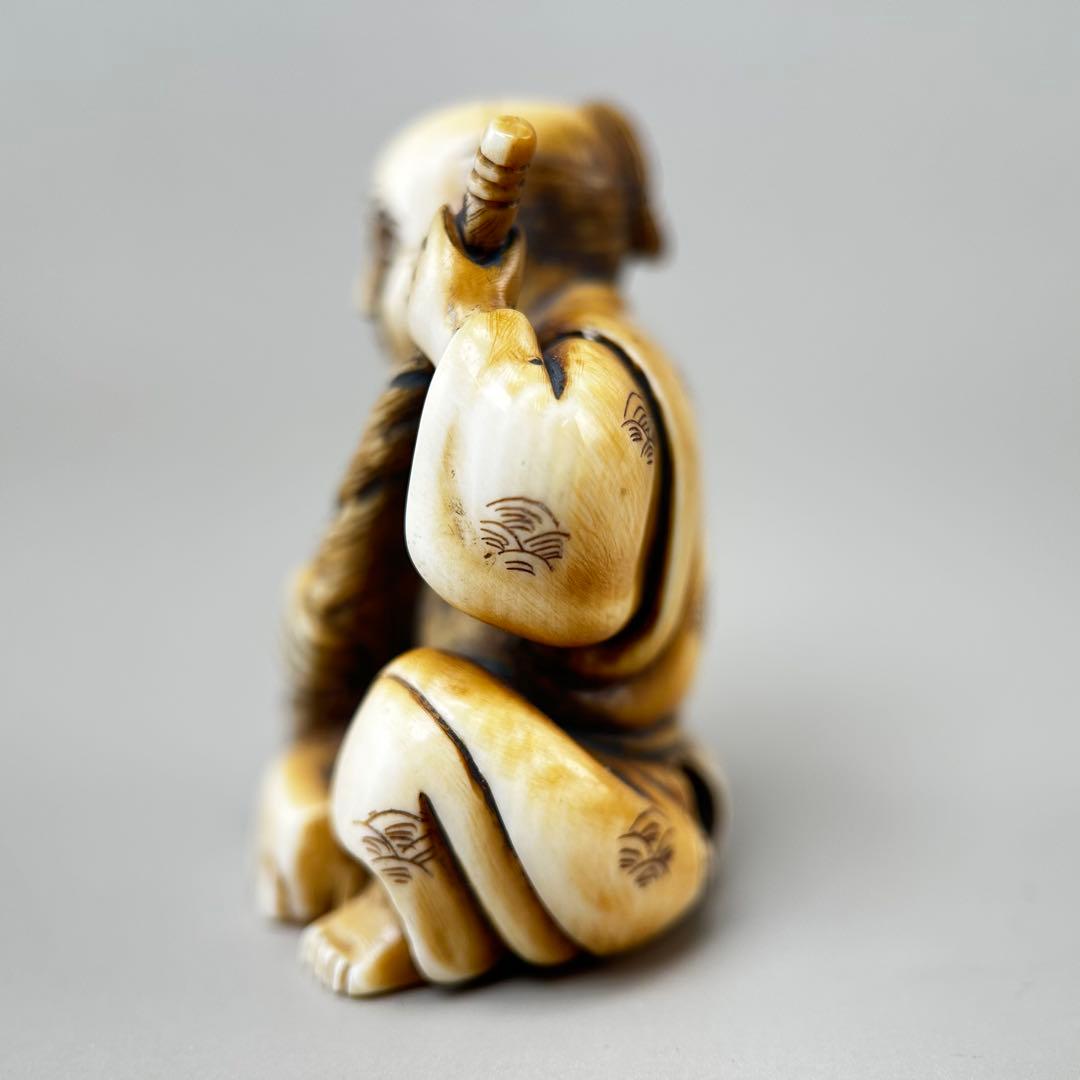 人物像彫刻極上根付天然素材アンティーク骨董飾り物古美術置物細密細工