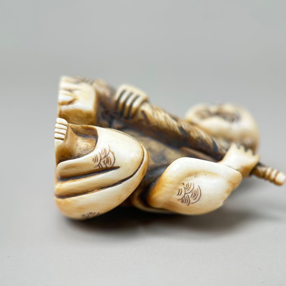 人物像彫刻極上根付天然素材アンティーク骨董飾り物古美術置物細密細工