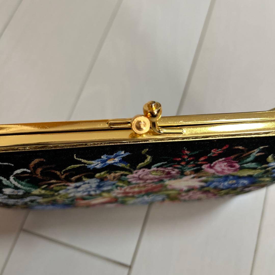 美品◆プチポアン　2WAYアンティークバッグ　花柄刺繍　バッグ＆ケース