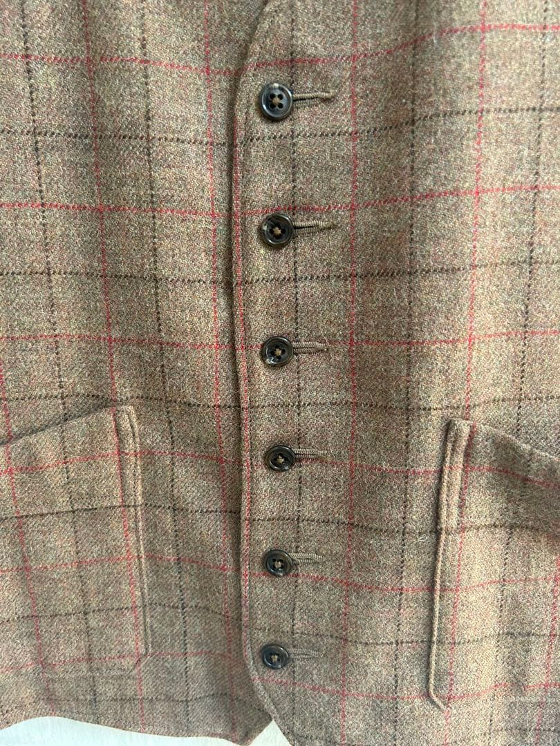 or slow オアスロウ　ツイードベスト　チェック　ブラウン　2 M アメカジ