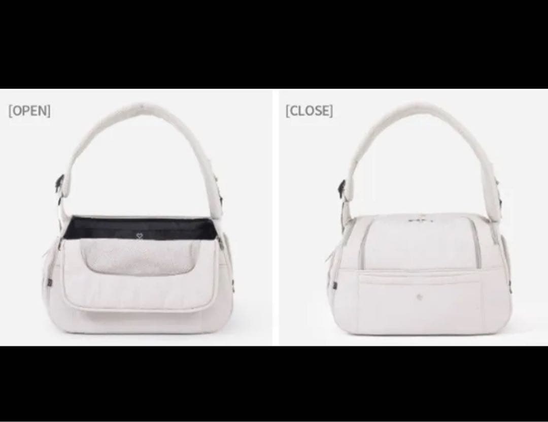 ssoook 犬用キャリーバッグ ホワイト(Mサイズ)左に担ぐタイプ