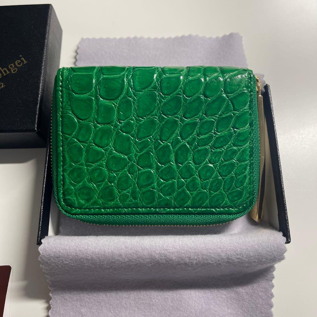 IKEDA 工芸　グリーン クロコダイル財布