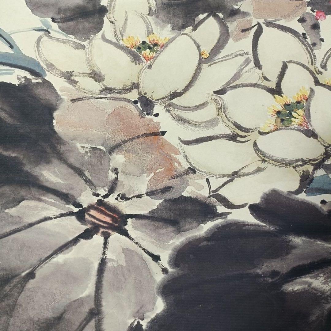 【複製掛軸・証書付】江寒訂《花鳥図》 中堂画　防偽標識あり　掛け軸　200×70