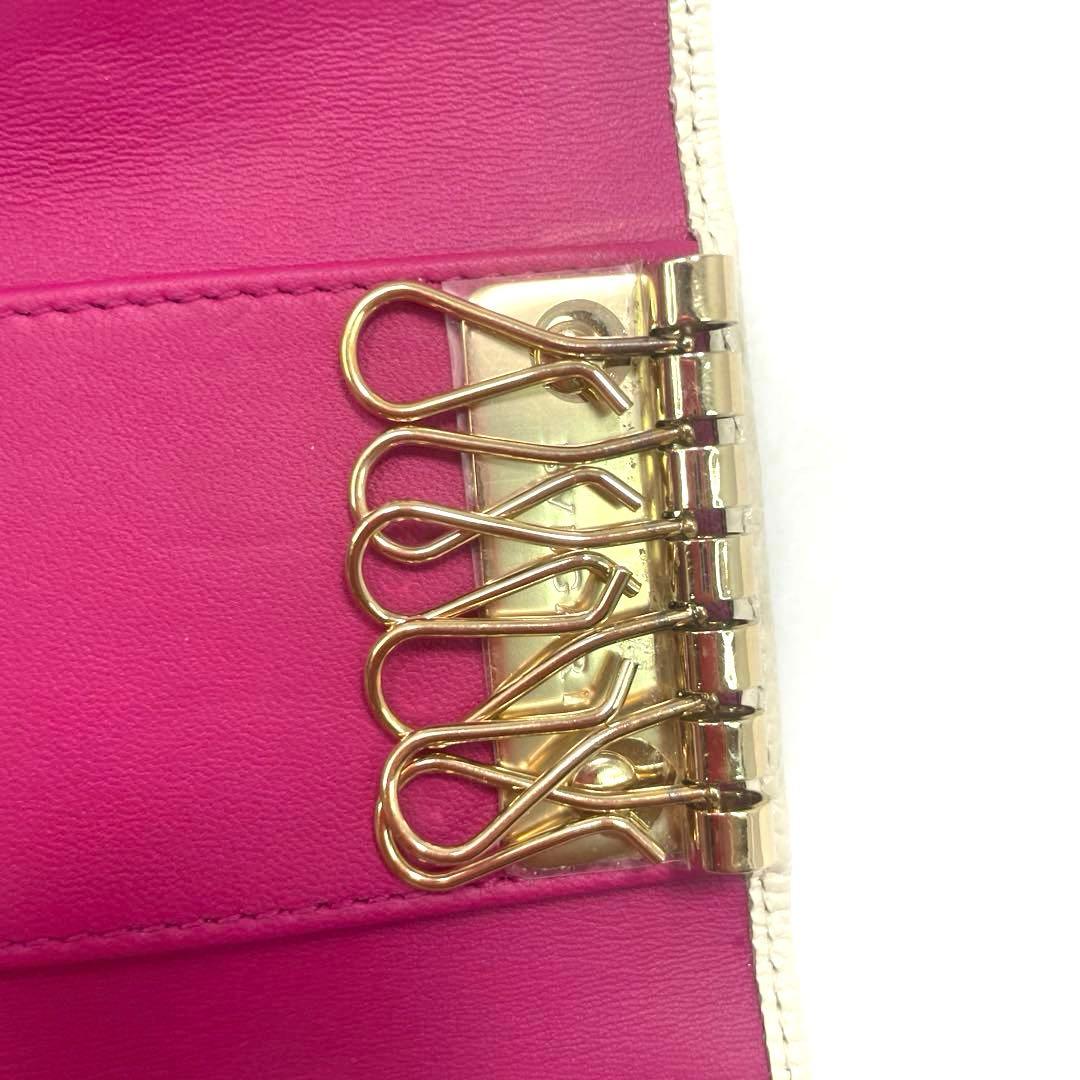 BVLGARI ブルガリ ロゴクリップ キーケース 6連 パープル　￼ピンク