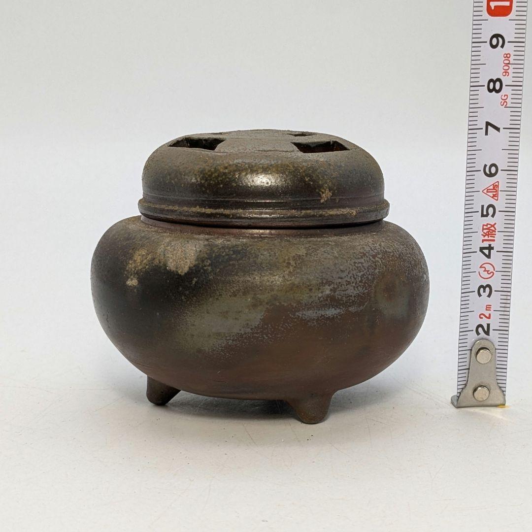 岡山県重要無形文化財 二代目藤田龍峰 備前焼 香炉 共箱共布栞 香爐 香道具