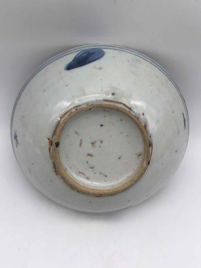 明時代　染付 青花花鳥文盤　古染付皿 唐物　古賞物　時代物　茶碗(D-40)