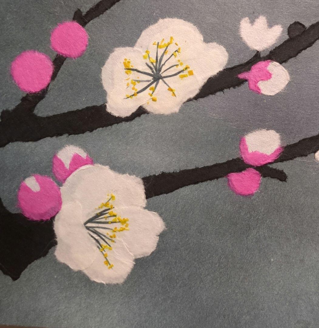 【ちぎり絵】「東風吹かば」　ハンドメイド　(P 10サイズ）暮らしに彩りを