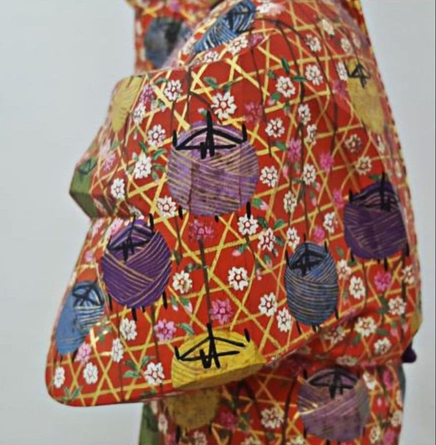 一刀彫 泉鶴寿斎 作 在銘 木彫極彩色能人形