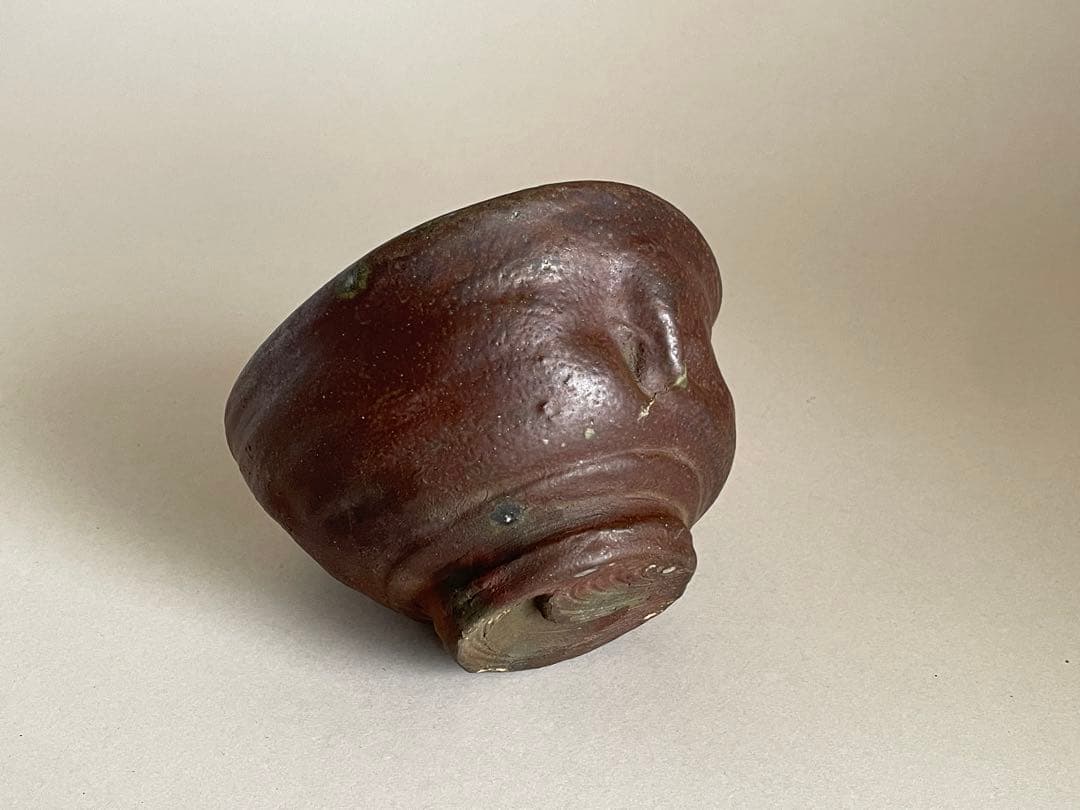 島武己(武巳) 茶碗 お碗 箱付き やちむん 焼締め 茶道具　検索:國吉清尚