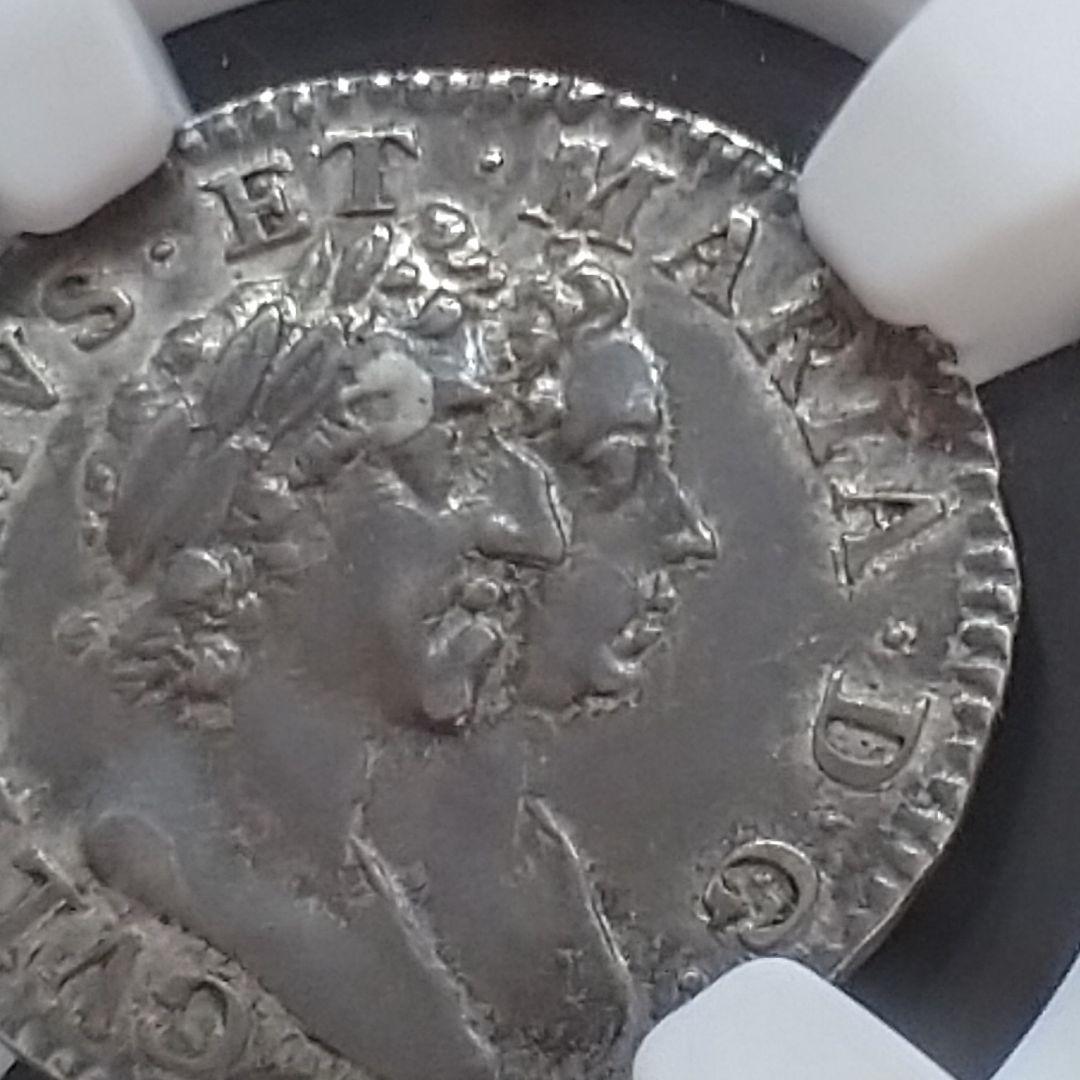 1689年 イギリス 銀貨 3ペンス NGC鑑定 名誉革命 アンティーク