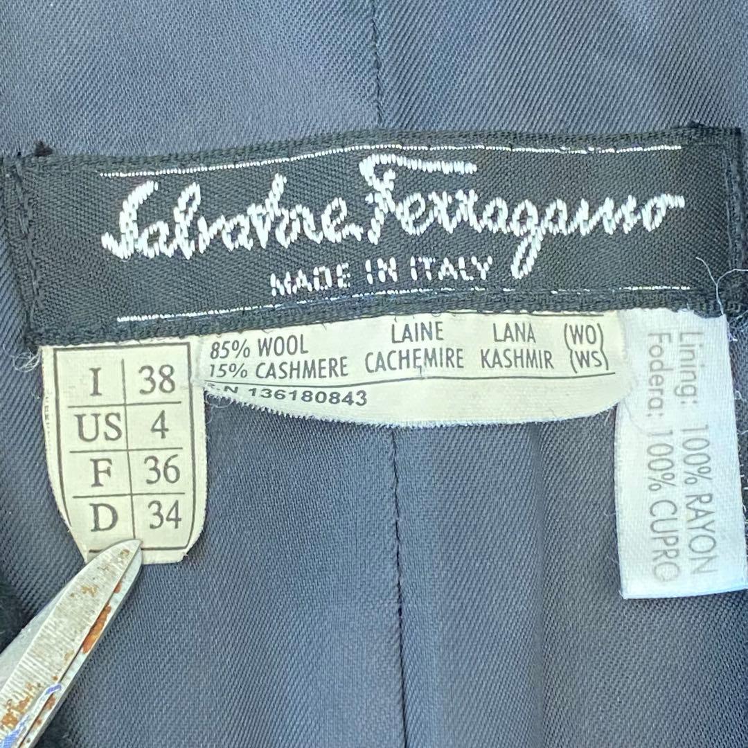 【vintage】Salvatore Ferragamo カシミヤ混チェスター黒