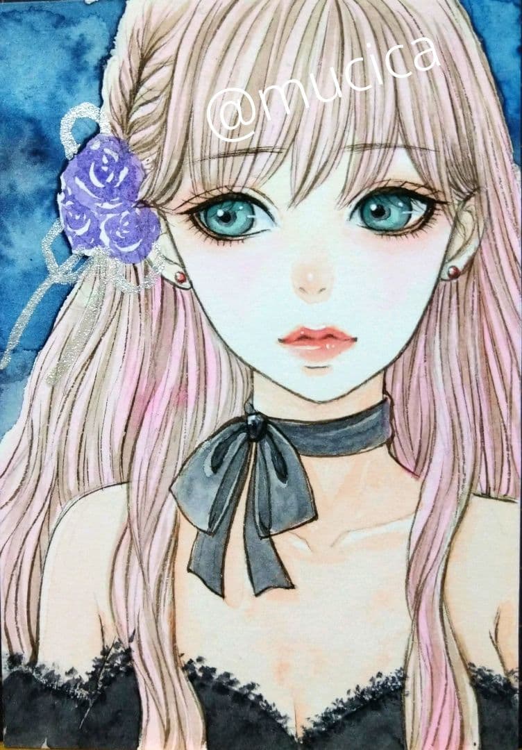専用　手描きイラスト　水彩画　原画　美人画　オリジナル