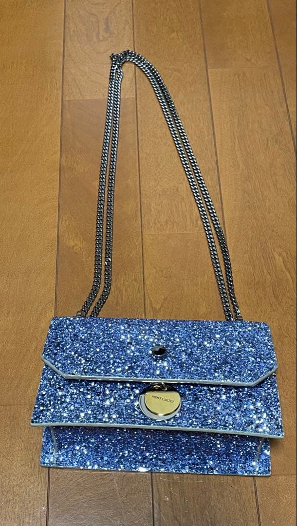 ジミーチュウ　パーティーバッグ　グリッター　ブルー