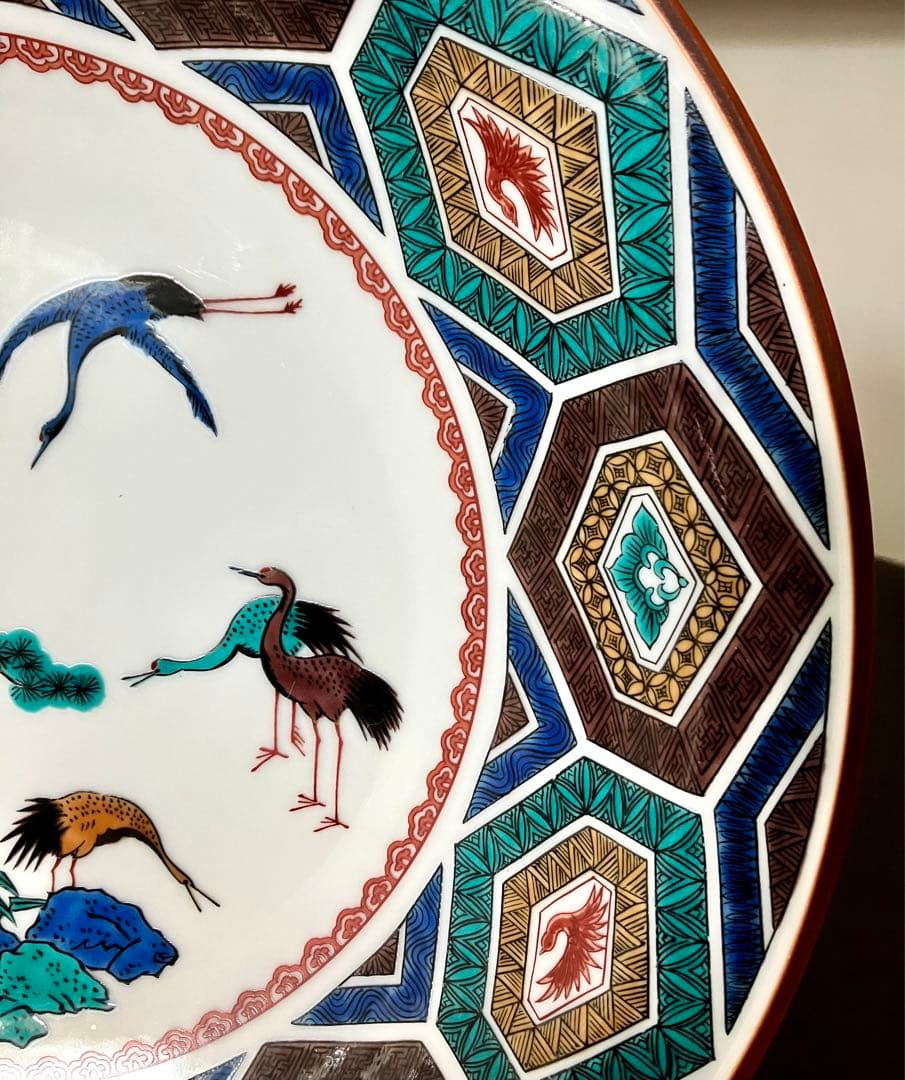 【値下げ】九谷焼　大皿　飾り皿　青郊