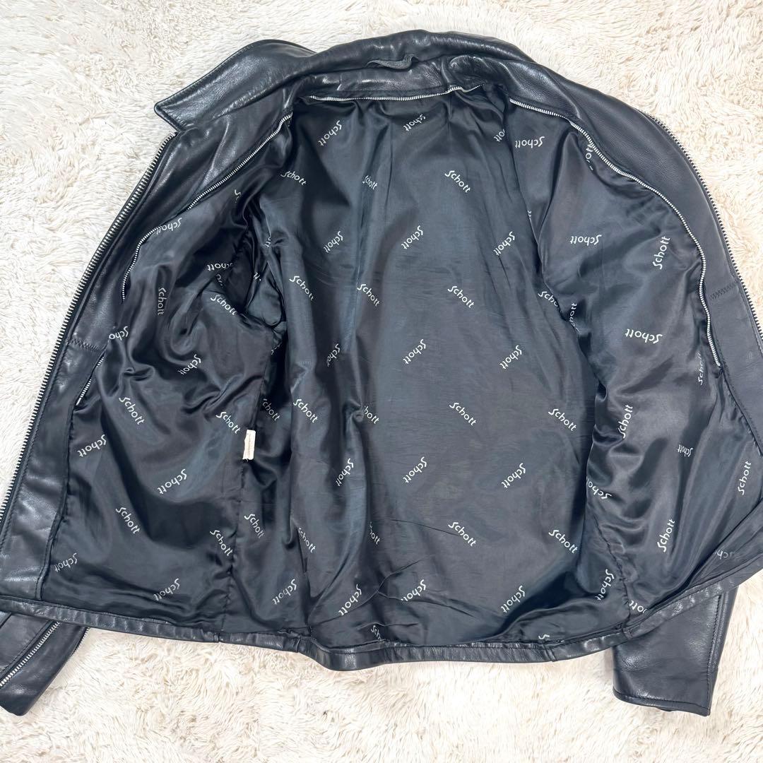 極美品 SCHOTT ライダース ジャケット ボア ライナー 643 牛革 40