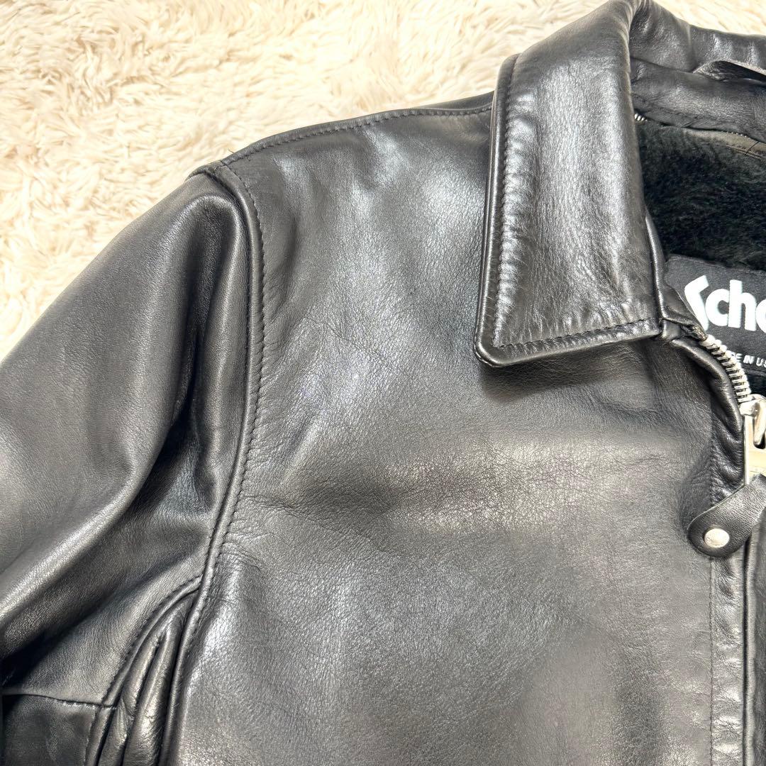 極美品 SCHOTT ライダース ジャケット ボア ライナー 643 牛革 40