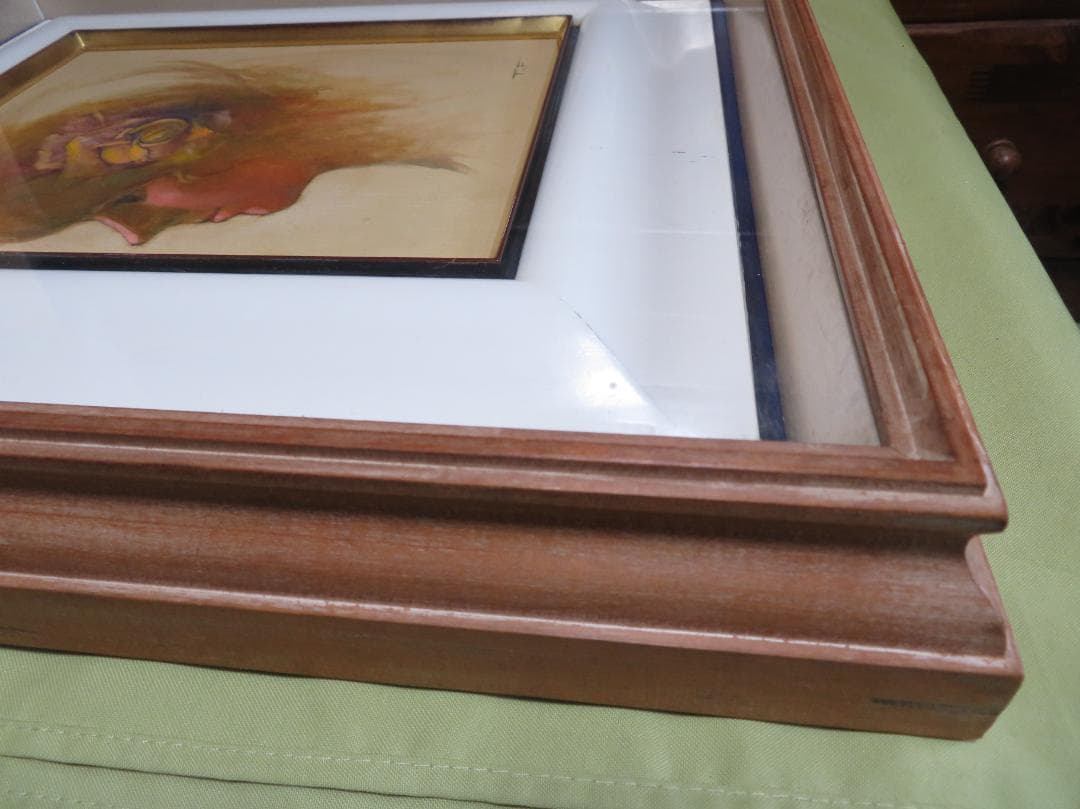 ◆ 作者不明　「少女像」（仮題）　油彩　F3号   アンティーク額◆