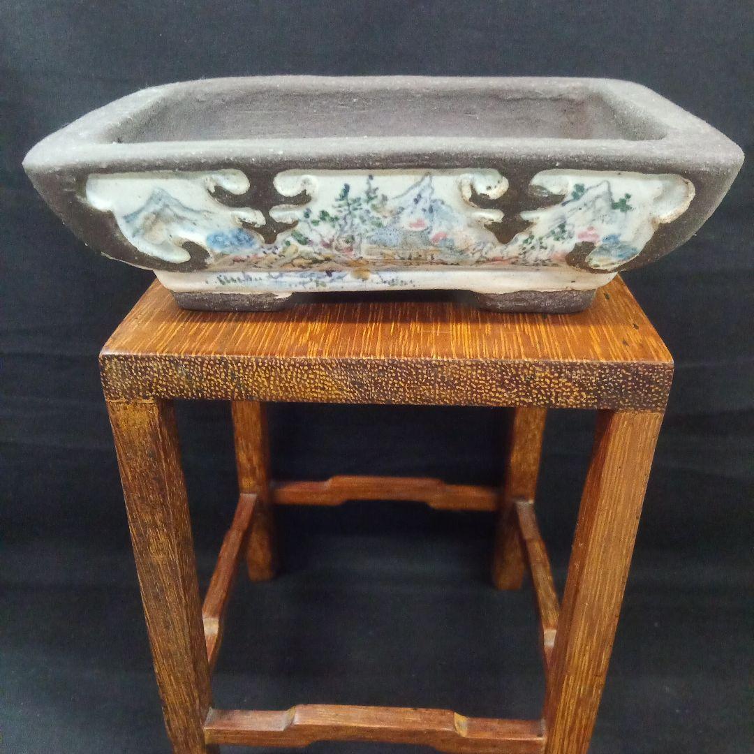 022.【陶翠窯】 ワン型長角額画/３.6号盆栽鉢/植木鉢