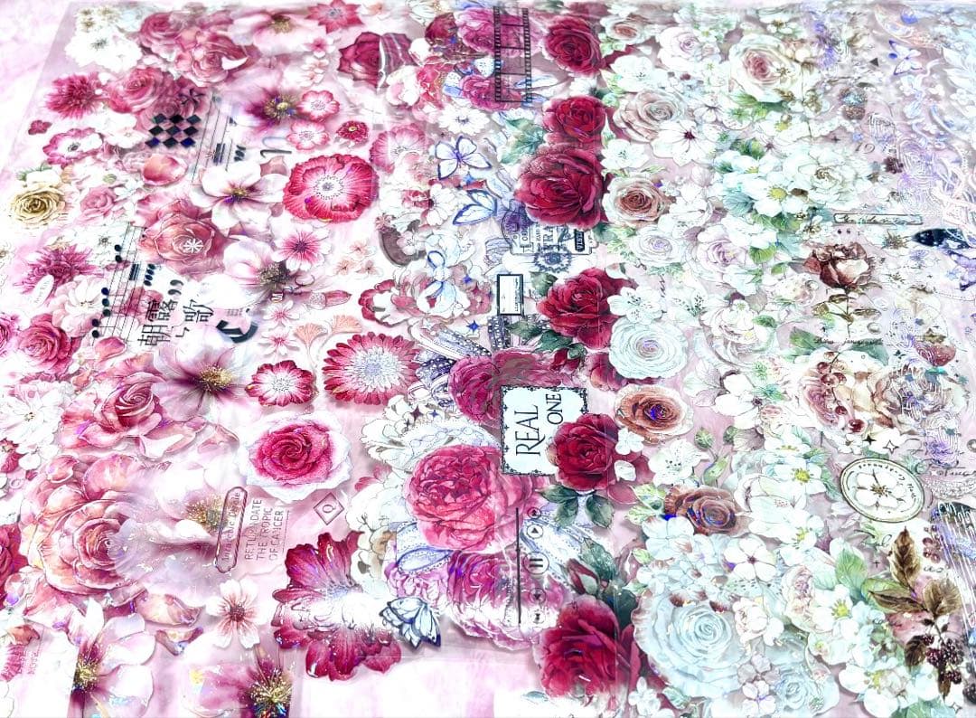 15枚セット 海外PETマステ切り売りセット お花 コラージュ 15-3L-キ