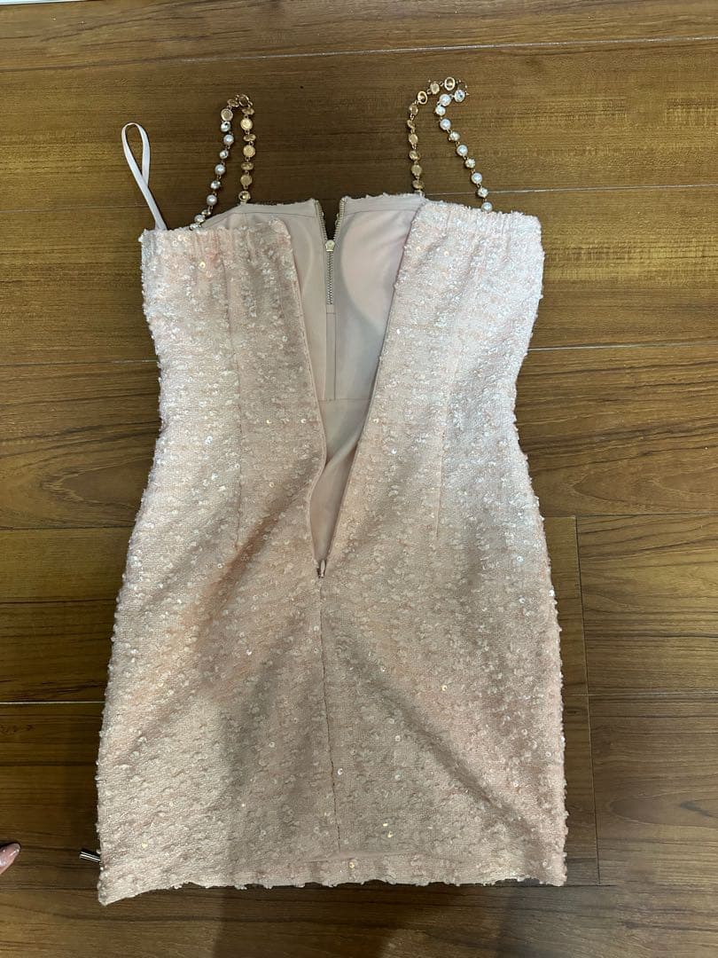 Andy ビーズ装飾タイトドレス ピンク