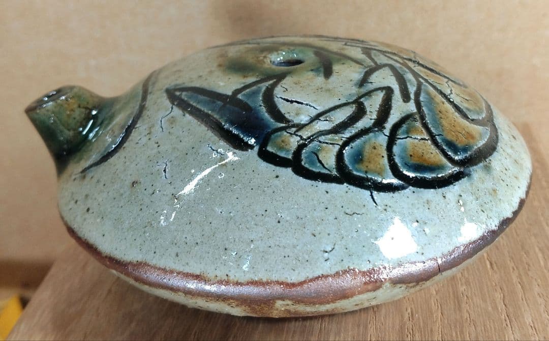 【本物保証】金城次郎 壷屋焼海老文水滴 共箱 栞 人間国宝 壺屋焼 美品