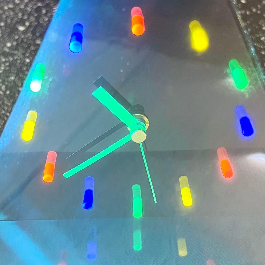 【希少】80's ネオンクロック 置き時計 三角 ヴィンテージ ビンテージ